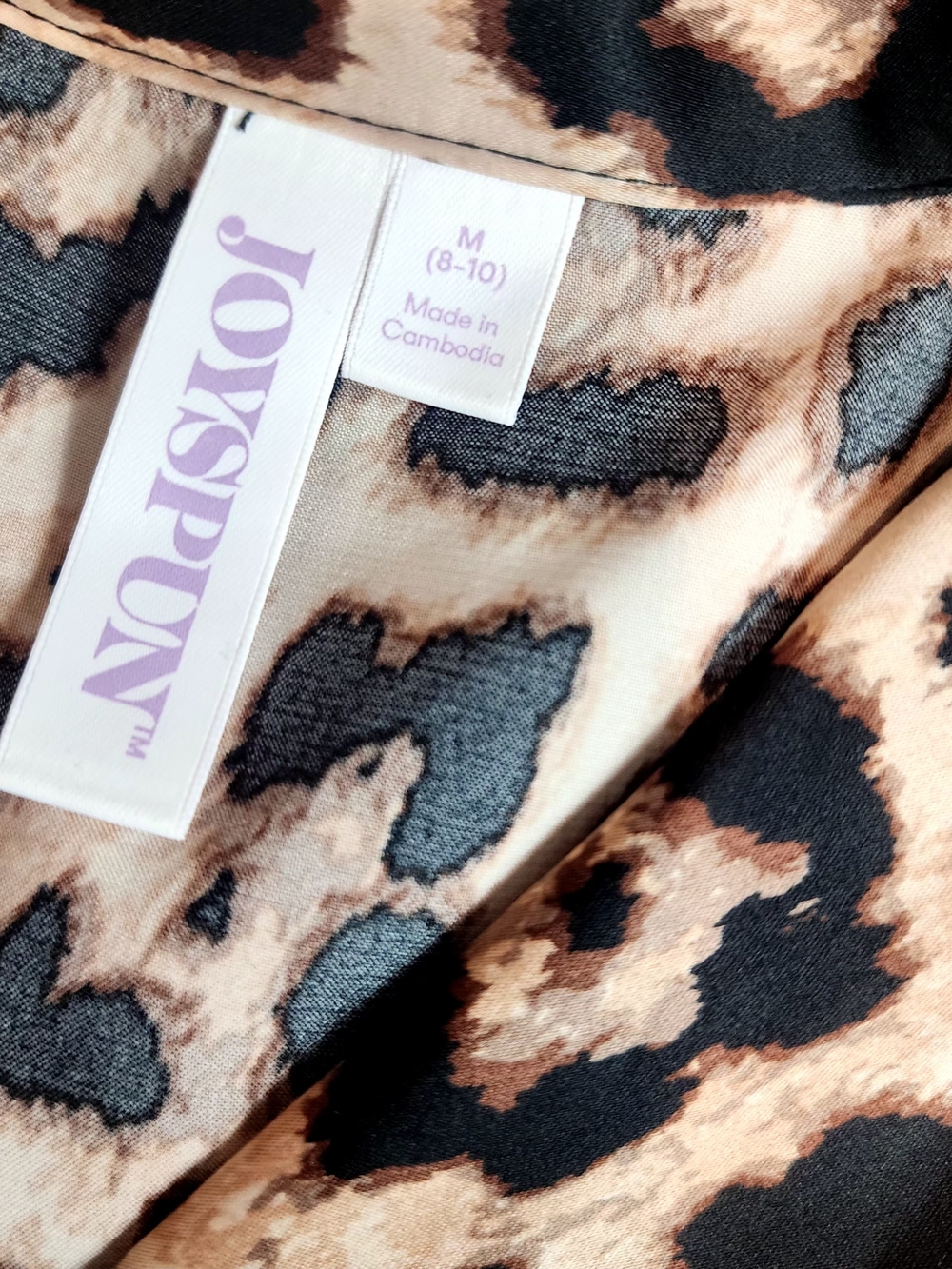 New Ladies Joyspun Leopard Animal Print Satin Charmeuse Pajama Lounge Pant Set - Picture 6 of 7